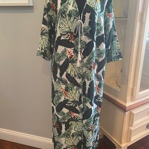Rachel Zoe Tropical Leaf Print Kimono Swim Cover Upi